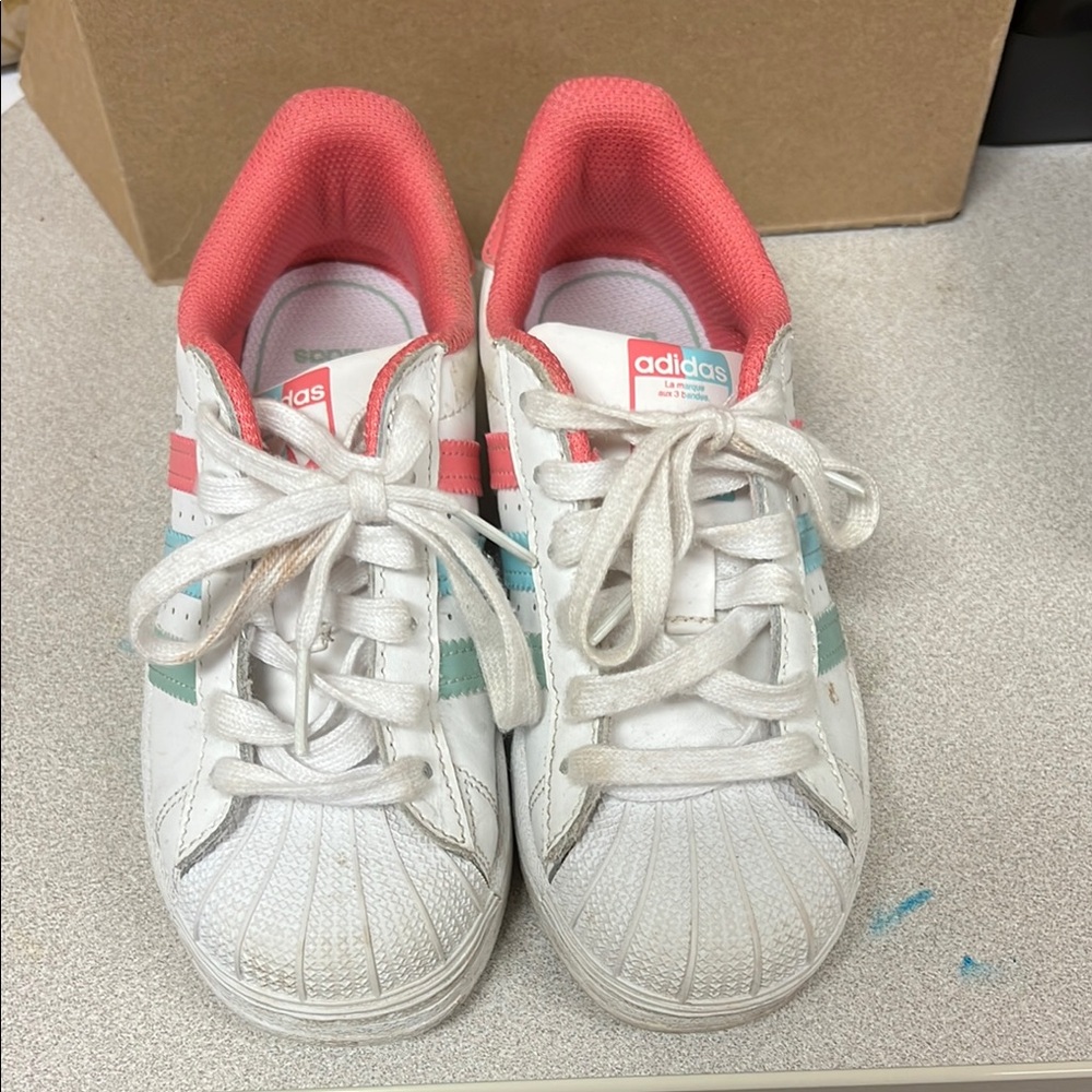 Adidas White and Pink Sneakers Classic Design
